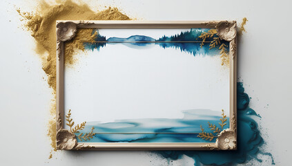 Lake green and ornate modern gold frame
