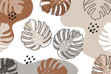 Stylish pbackground  featuring tropical leaves and shapes