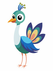 PNG Cute stork illustration animal waterfowl bird. Colorful Peacock Cartoon Illustration for Creative AI Solutions.