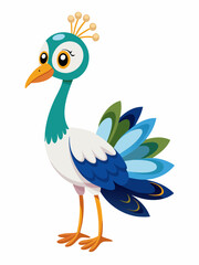 PNG Cute stork illustration animal waterfowl bird. Colorful Peacock Cartoon Illustration for Creative AI Solutions.