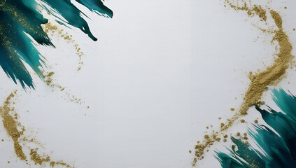 Lake green and ornate gold powder canvas