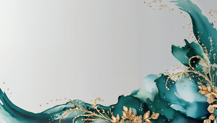 gradient lake green and ornate gold accessories background