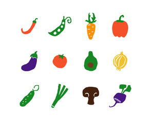 Vegetables doodle abstract. Geometry minimalistic organic food, banner in cartoon flat style. Simple shape and figure. Flyer, poster, natural products. Summer poster. Vector isolated icon illustration