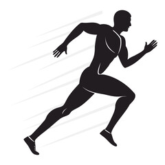 Man Runner Dynamic pose black silhouette vector illustration isolated on a transparent background