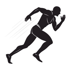 Man Runner Dynamic pose black silhouette vector illustration isolated on a transparent background