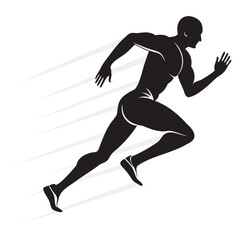 Man Runner Dynamic pose black silhouette vector illustration isolated on a transparent background