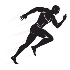 Man Runner Dynamic pose black silhouette vector illustration isolated on a transparent background