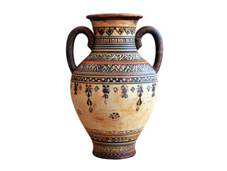 Isolated Ancient Greek Amphora with Brown Patterns