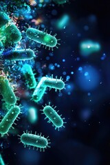 Fototapeta premium Exploring bacteria diversity under a microscope microbial life laboratory setting scientific imagery close-up research concept