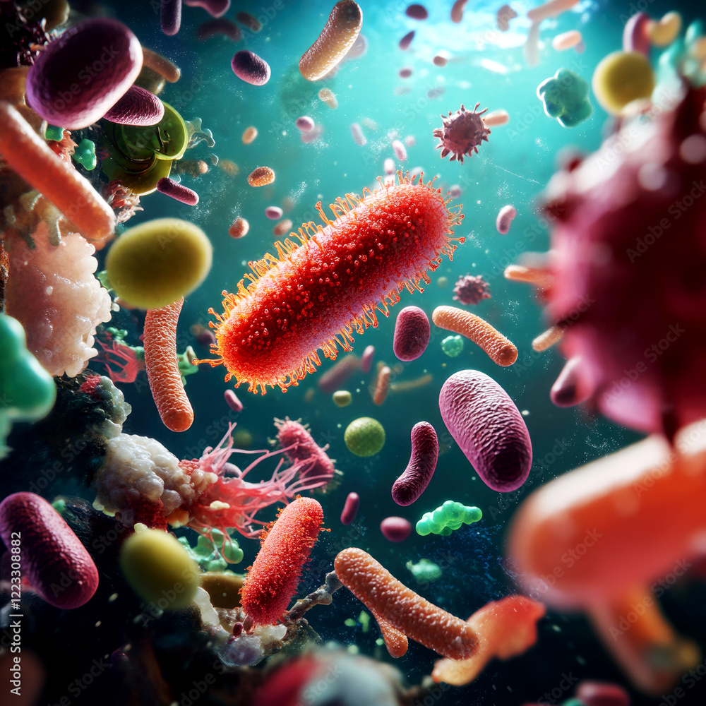 Poster exploring bacteria diversity in aquatic environments microscopic insights into microbial life underw
