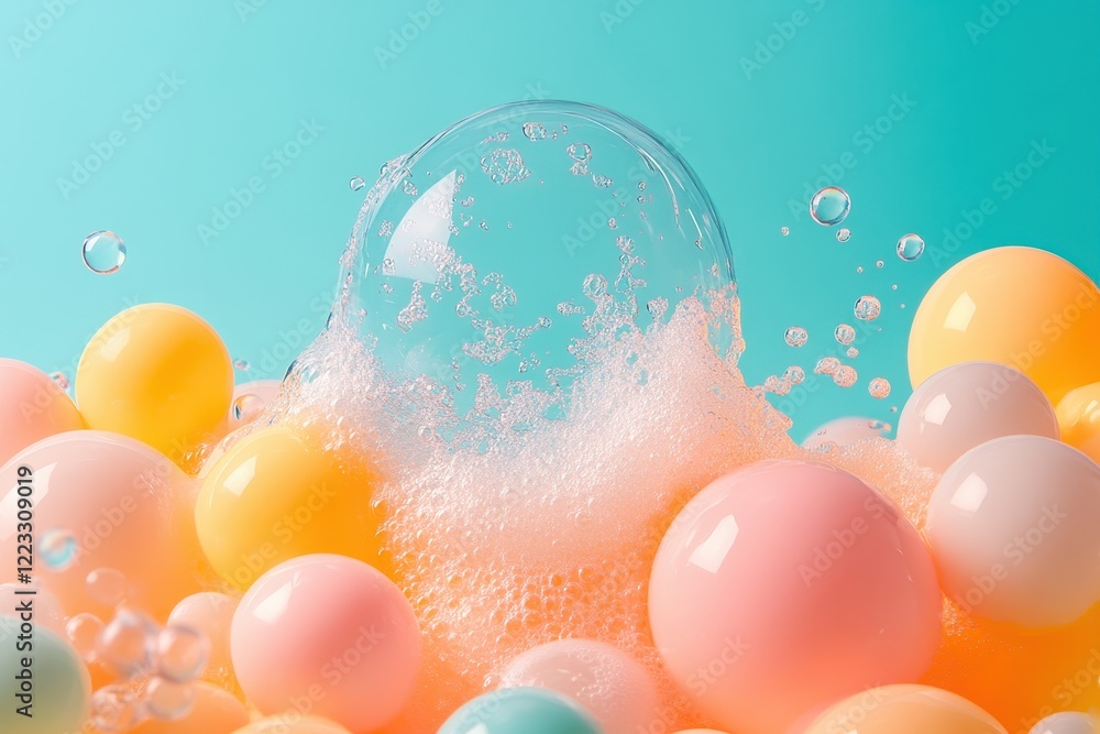Aufkleber bright abstract composition featuring colored cylinders and fresh citrus on a vibrant backdrop with 