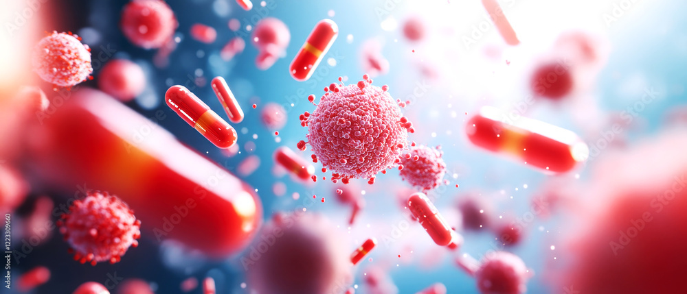 Poster bacterial dynamics under microscope laboratory scientific image scientific environment close-up view