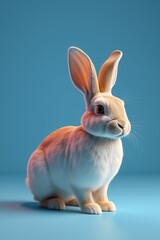 Obraz premium there is a rabbit that is sitting on a blue surface