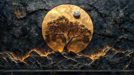 Golden Moonlit Serenity: A Sculptural Masterpiece