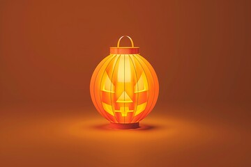Minimalist Halloween lantern icon, with an elegant design in bright orange.