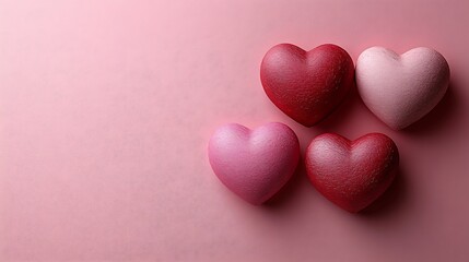 Fototapeta premium Romantic Pink and Red Hearts on Pink Background