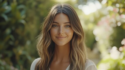 Naklejka premium Natural Ombre Hair Transition in Sunlit Garden