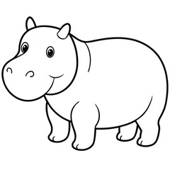 Hippopotamus Outline Coloring Book Fun and Educational Printable Pages for Kids and Adults