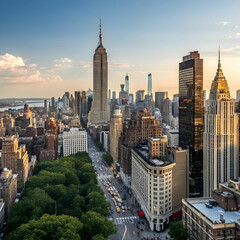 Naklejka premium beautiful panoramic shot of new york city