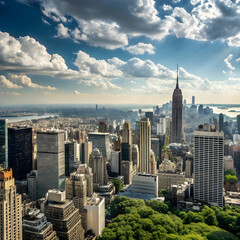 Naklejka premium beautiful panoramic shot of new york city