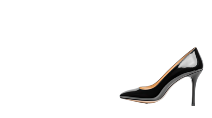 Elegant black high heel shoe on a clean white background for fashion and style representation
