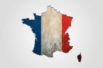 Map of the French Republic with national flag isolated. French National Day 14th of July.