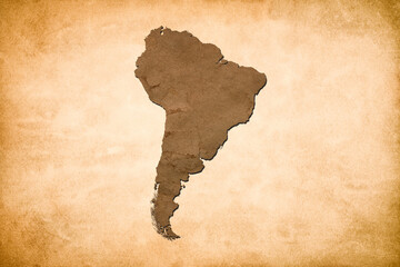 Map of Brazil in the old style, brown graphics in retro fantasy style. Brazil National Day 7th of September.
