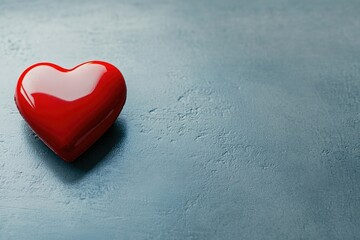 Fototapeta premium Glossy Heart Shape On Calm Blue-Grey Background.