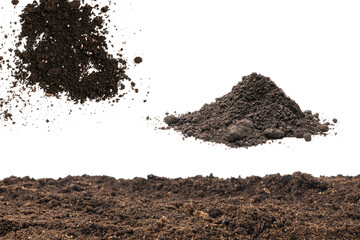 Soil for plant isolated on white background.