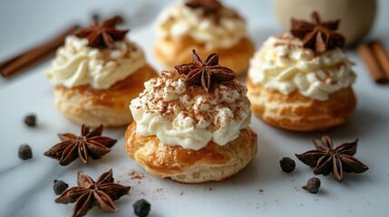 Delicious Cream Puffs with Star Anise and Cinnamon