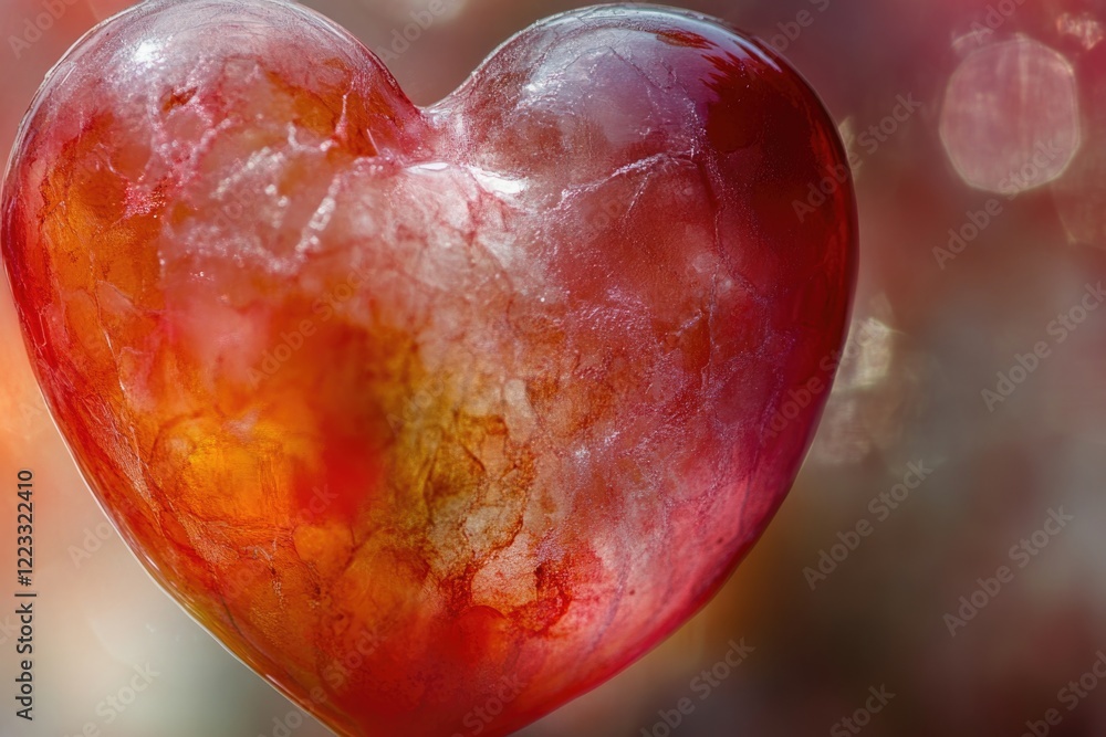 Aufkleber a red heart-shaped object hangs from a string, often used for decorative purposes or as a symbol of 