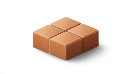 Four Brown Caramel Cubes