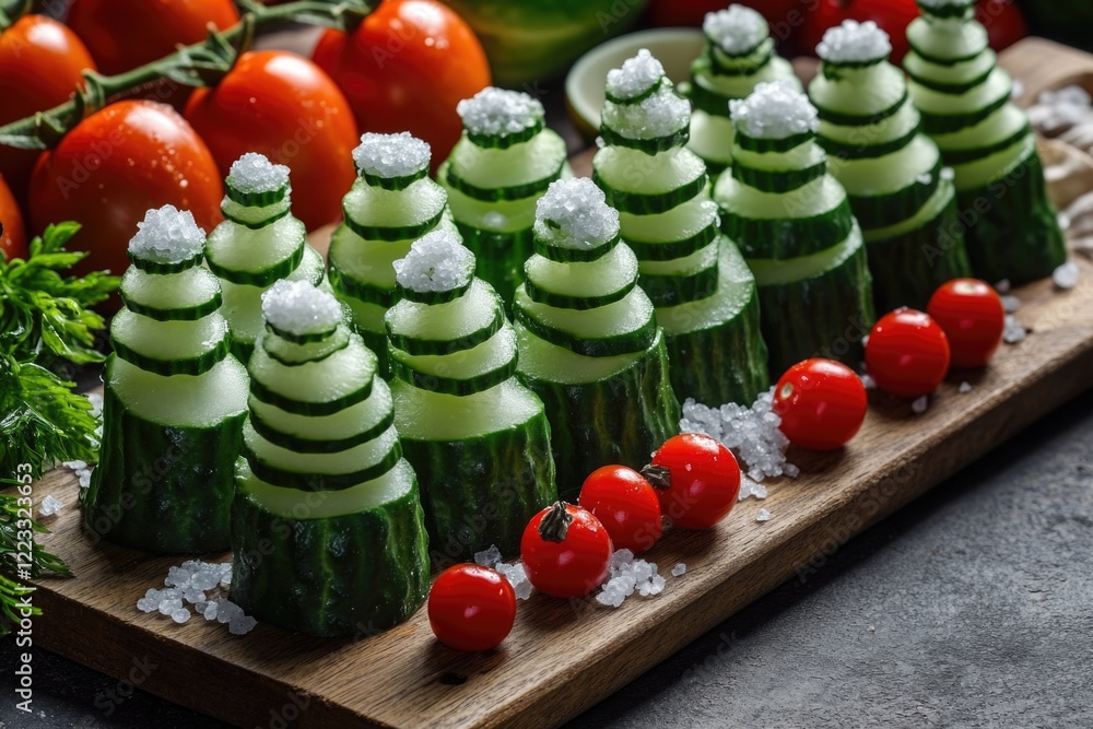Aufkleber a selection of cucumbers and tomatoes arranged neatly on a cutting board, ready for preparation