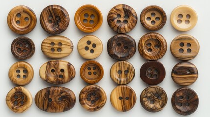 Obraz premium Collection of Wooden Buttons