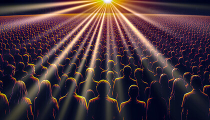 Obraz premium a big crowd manipulated by a shining light