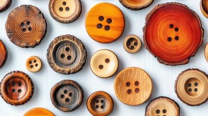 Obraz premium Collection of Wooden Buttons