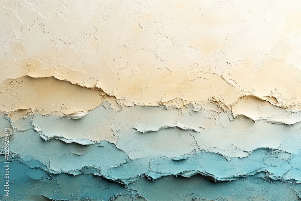 Poster textured abstract landscape with soft colors resembling ocean waves at sunset in a serene atmosphere