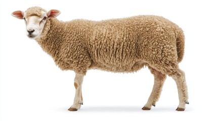 Obraz premium Single Sheep Standing, Isolated on White