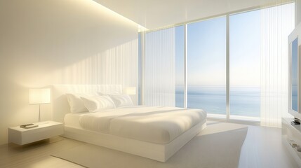 Modern Coastal Bedroom With Ocean View