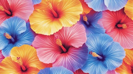 Vibrant Hibiscus Flowers Close-Up