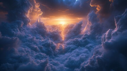 Fototapeta premium Heavenly Sunset Above the Clouds