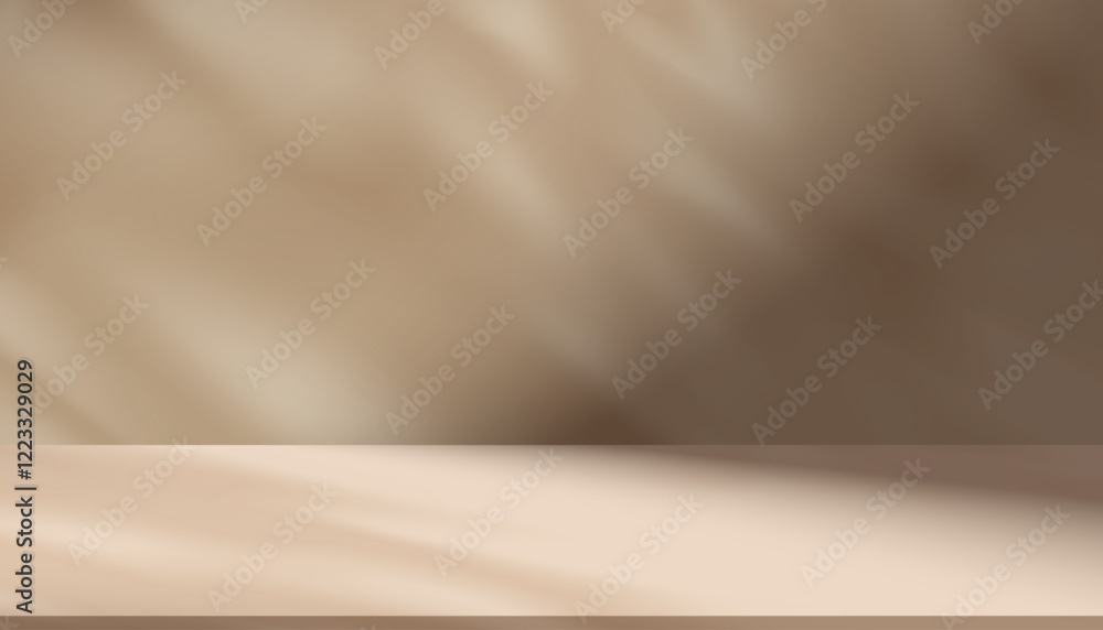 Aufkleber background wall studio room with shadow on 3d podium for product ,brown backdrop background for summ