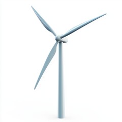 3D icon cartoon of a wind turbine with spinning blades, representing green energy, isolated on a white background 