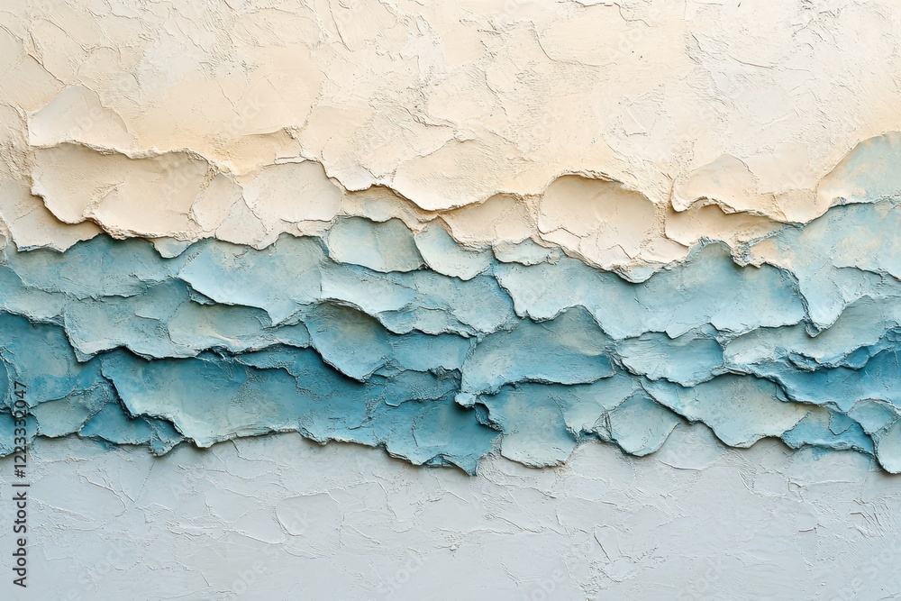 Aufkleber textured abstract landscape with soft colors resembling ocean waves at sunset in a serene atmosphere