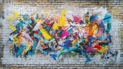 Vibrant Abstract Graffiti Art on Brick Wall