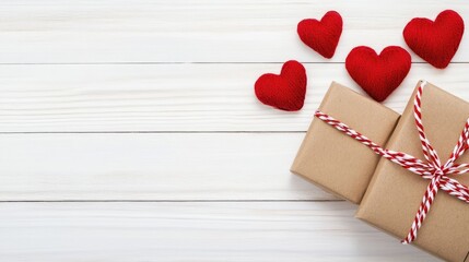 Pair Of Boxes With Knitted Hearts Near Edge