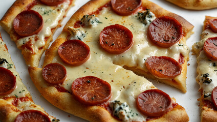 pizza with salami and cheese