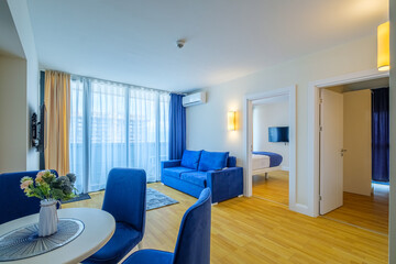 Interior of living room in modern flat apartments