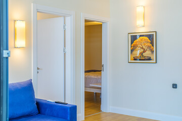 Interior of living room in modern flat apartments