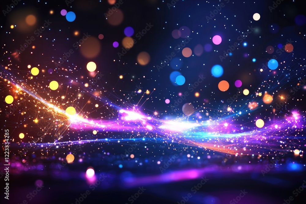 Poster abstract cosmic web illustration with colorful glowing lines and textures representing connections i